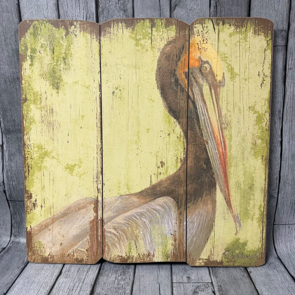 Pelican on Wood Boards