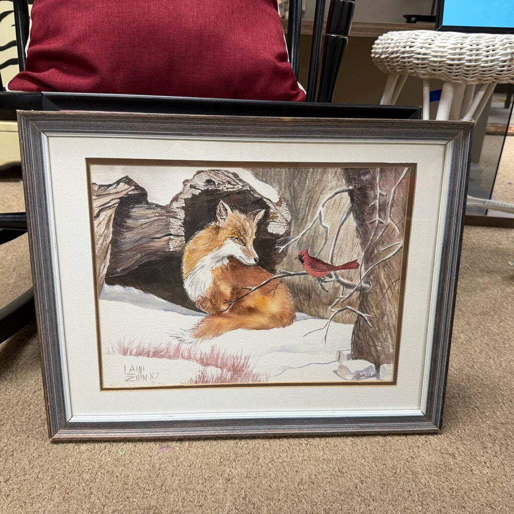 Fox & Cardinal Watercolor