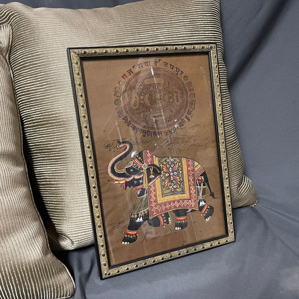 Framed Indian Elephant Artwork