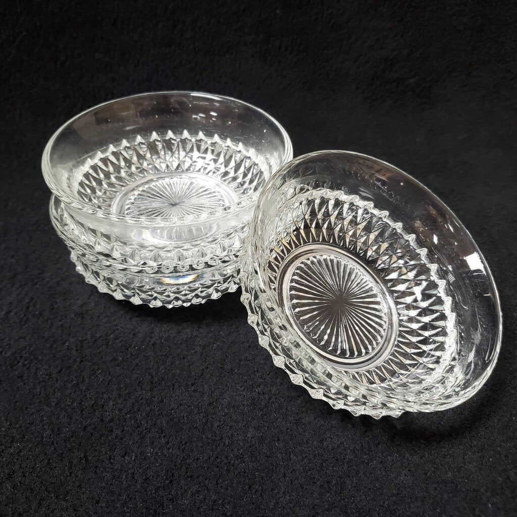 Set/3 Cut Glass Bowls, Clear, Size: 4"D