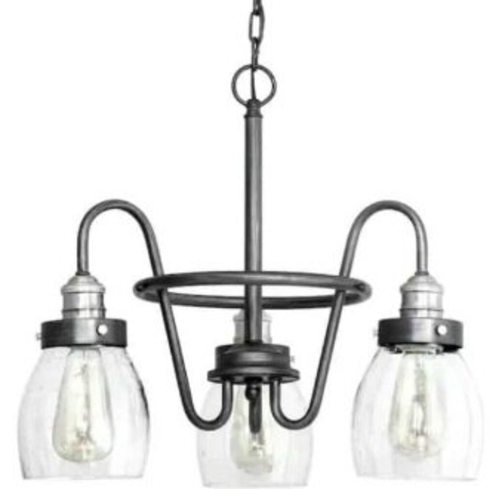 3-Light Rustic Pewter Chandelier