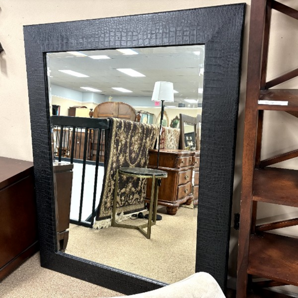 Black Leather Framed Mirror