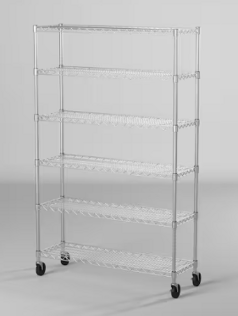 Chrome 6-Tier Rolling Steel Wire Shelving Unit (unassembled)
