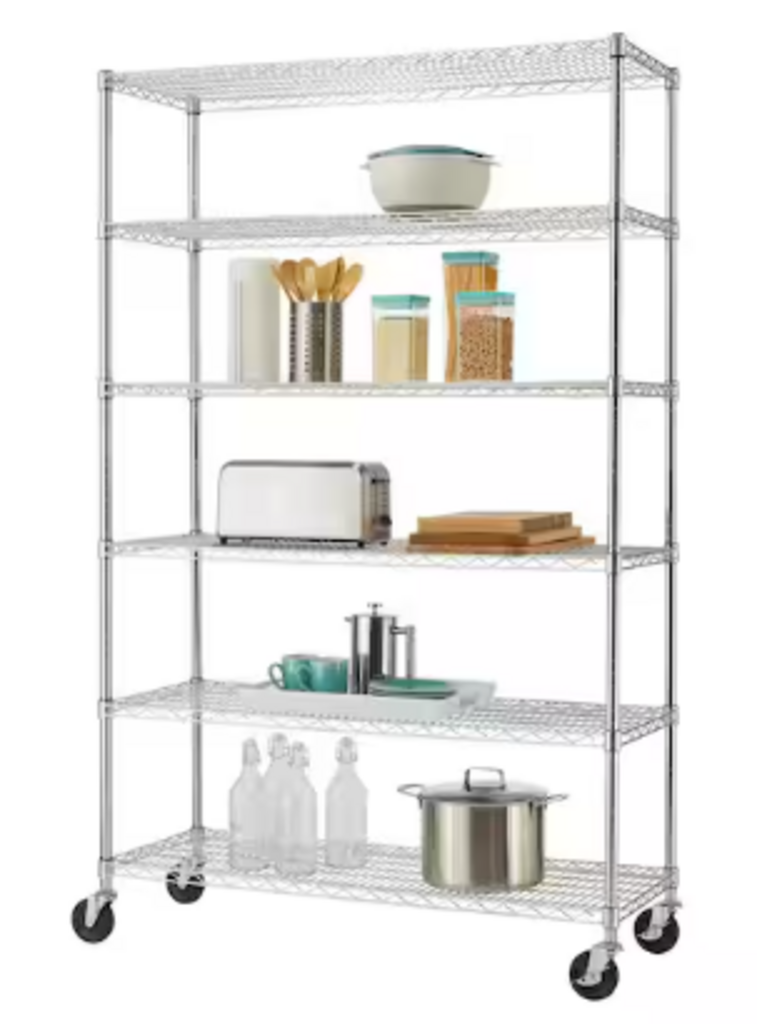 Chrome 6-Tier Rolling Steel Wire Shelving Unit (unassembled)