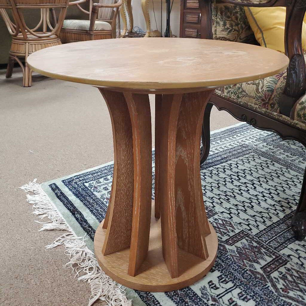 Round wood end table