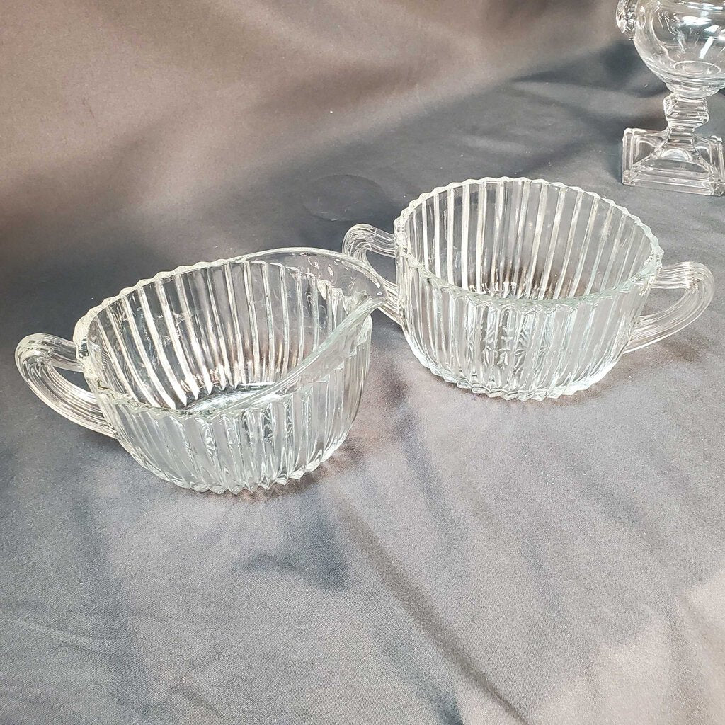 2pc Ribbed Sugar and Creamer