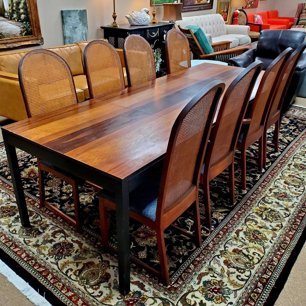 Mid-Century Table + 8 Chairs + 2 Leaves