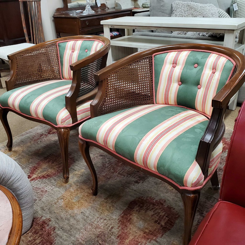 Pair Cane Club Chairs