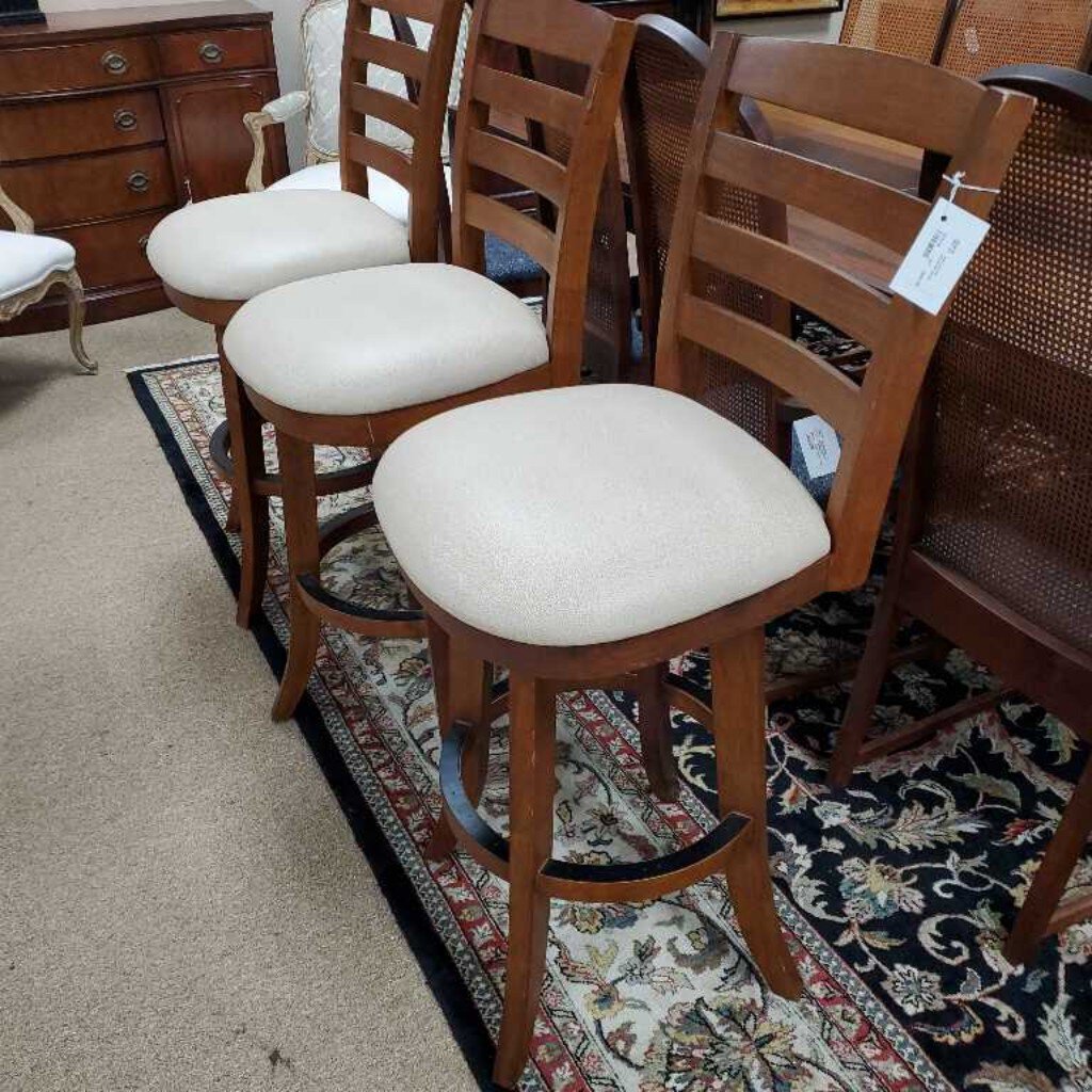 set 3 swivel wood bar stools