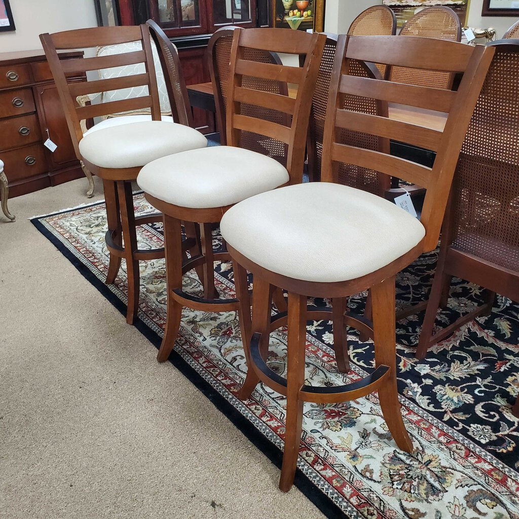 set 3 swivel wood bar stools