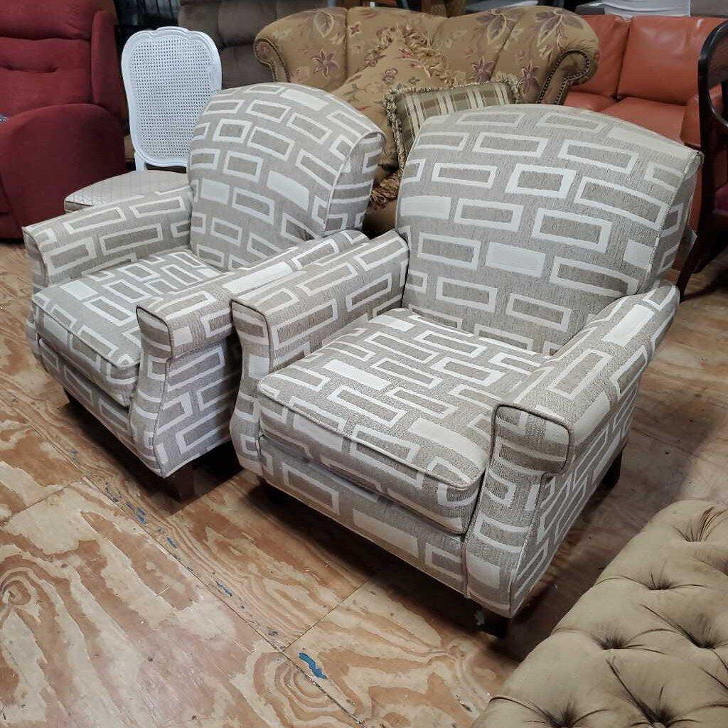 Pair Geometric pattern arm chairs