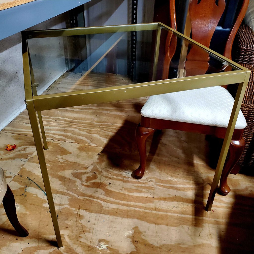 Glass Top Gold Table