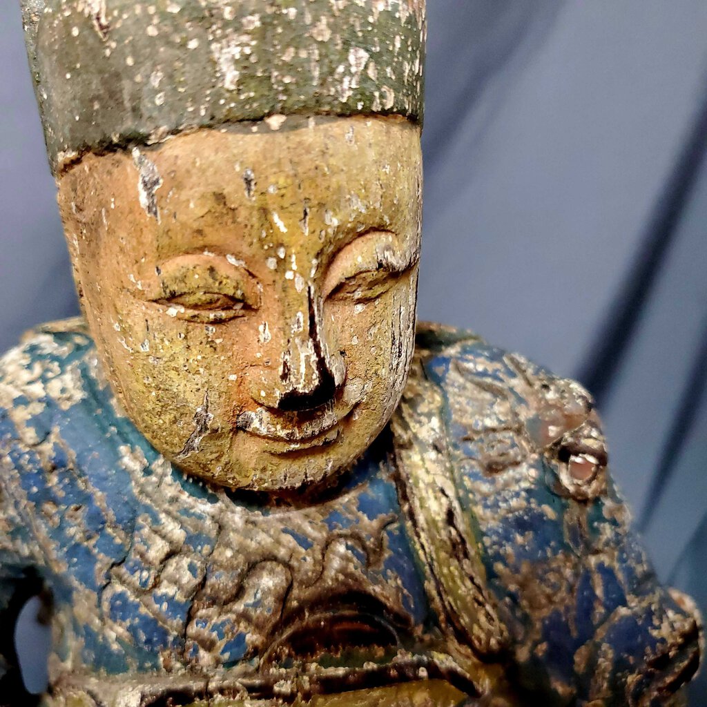 Wood Polychrome Chinese Buddha