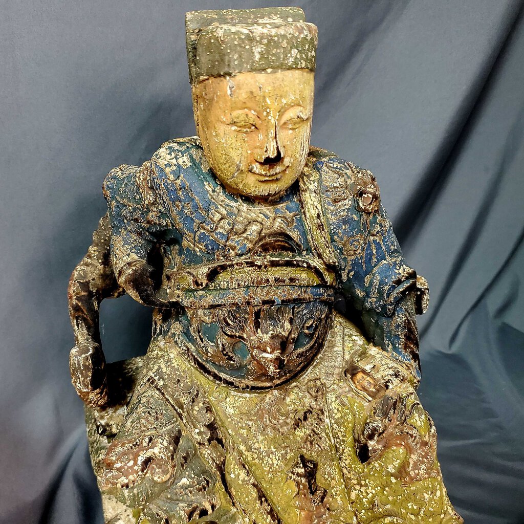 Wood Polychrome Chinese Buddha