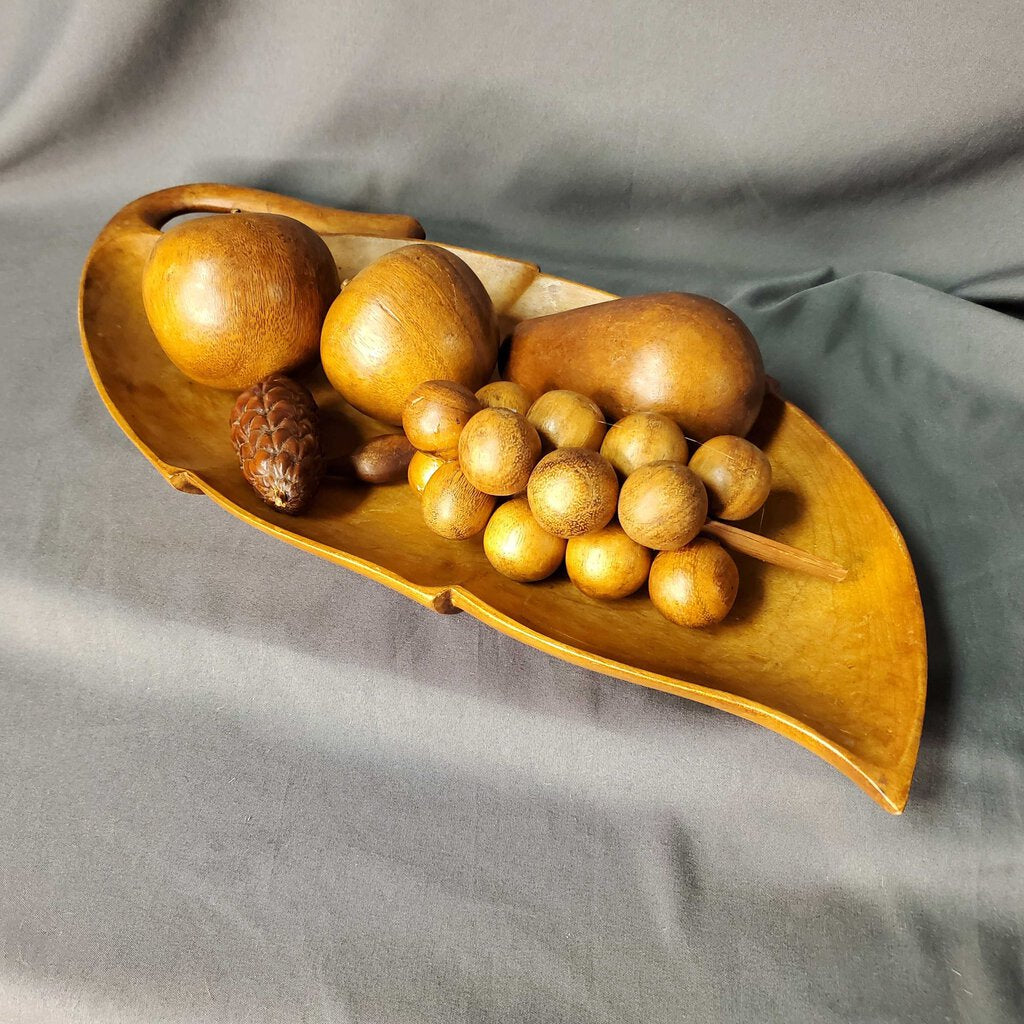 7pc Hand Carved Monkey Pod Fruit