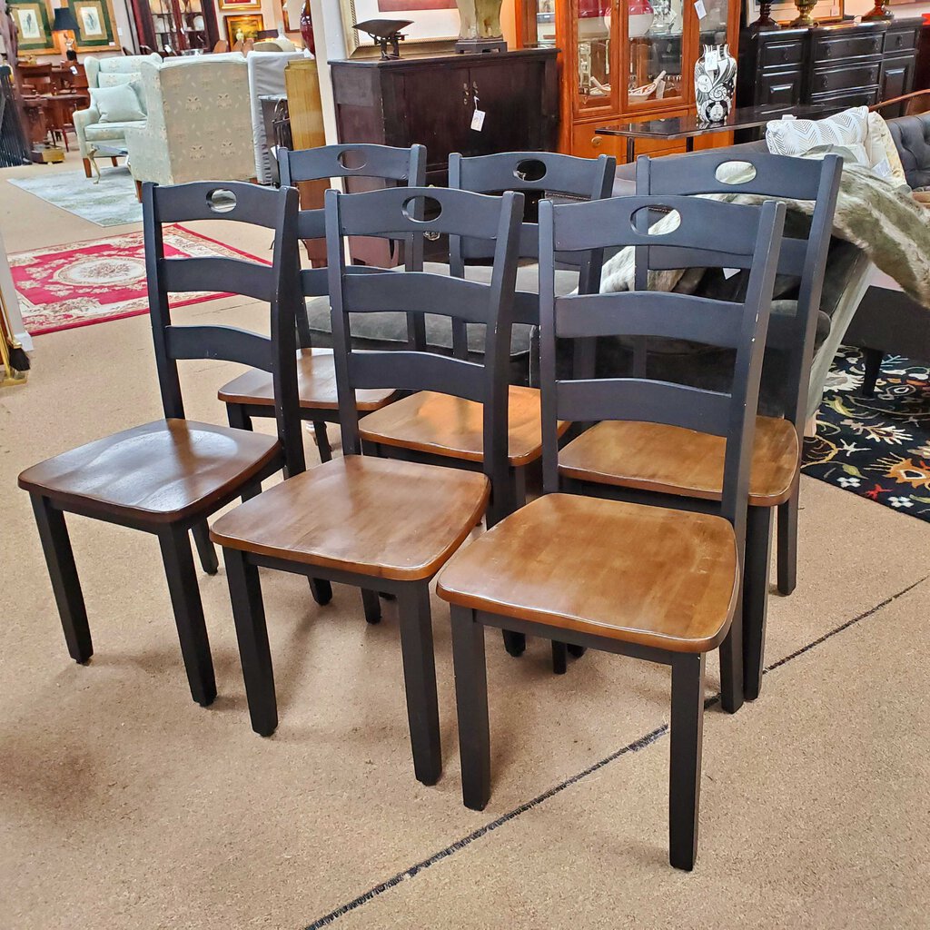 Set/6 Two-Tone Ladderback Chairs