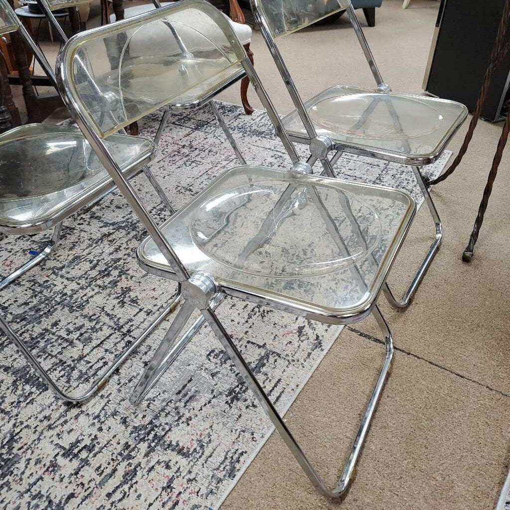 Set/4 Plia Steel + Poly Folding Chairs