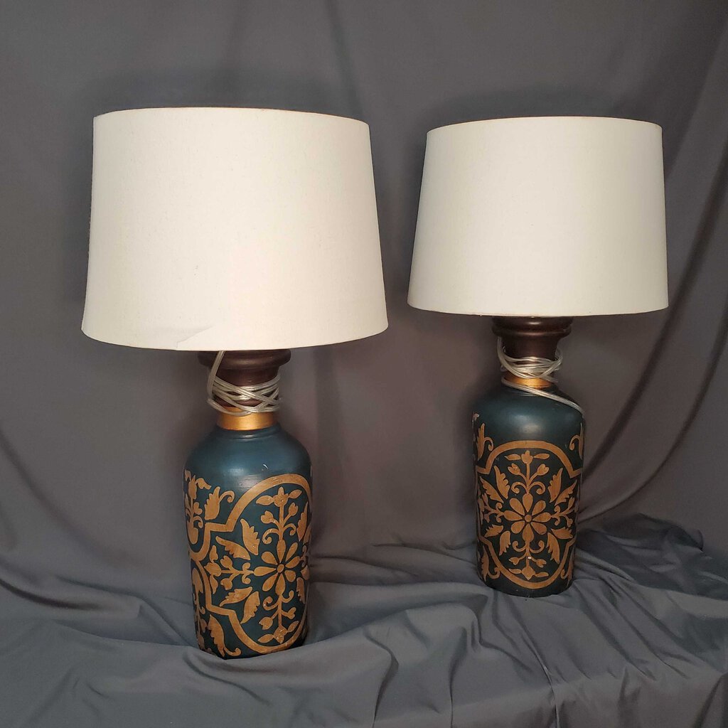 Pair Hand Painted Lamps