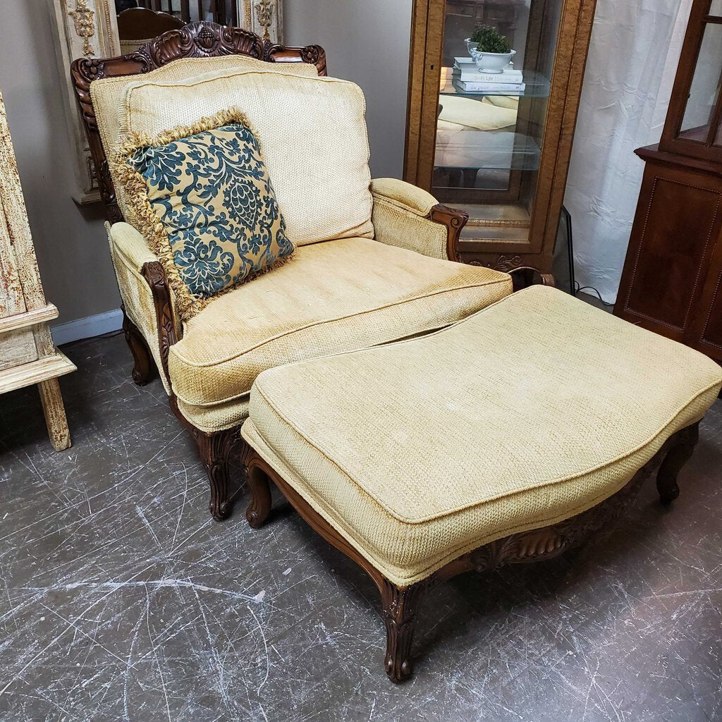 French Bergere Chair + Ottoman