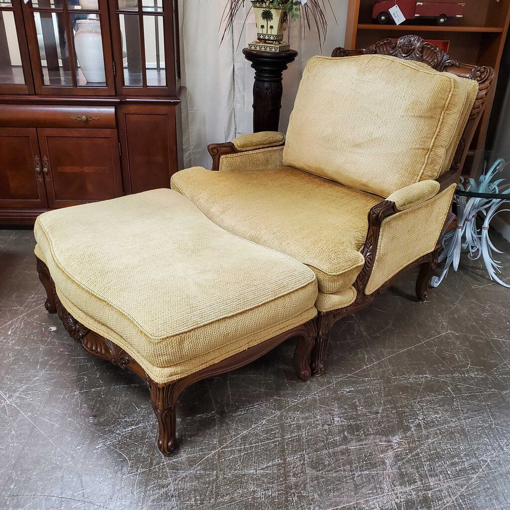 French Bergere Chair + Ottoman