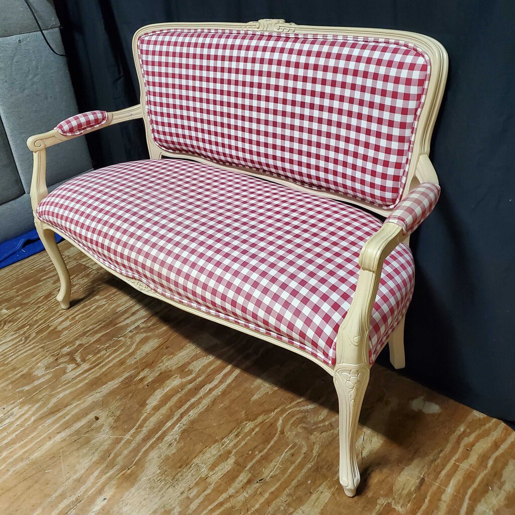 French Country Gingham Settee