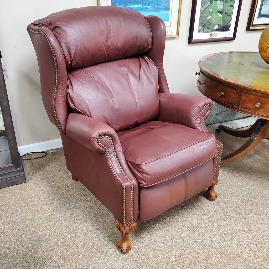 Pair Clawfoot Leather Recliners