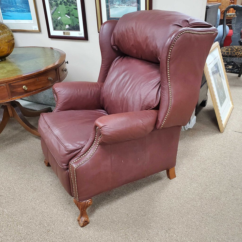 Pair Clawfoot Leather Recliners