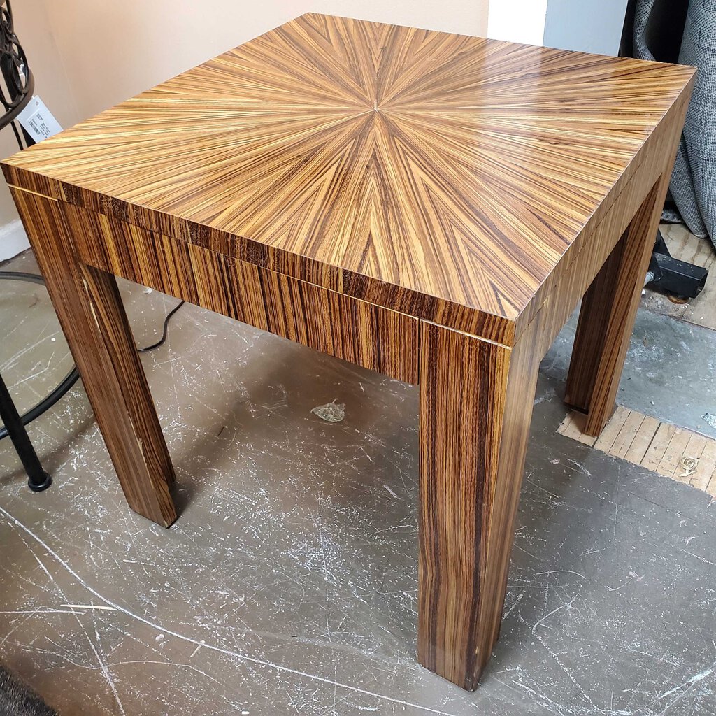 Starburst Zebra wood mcm end table