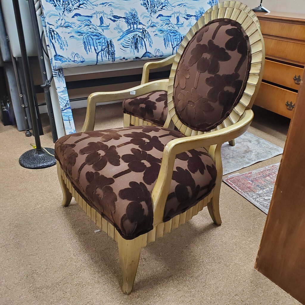 Pair side chairs floral monochrome