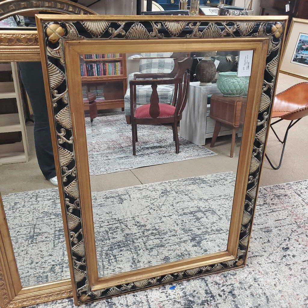 Black + Gold Framed Mirror