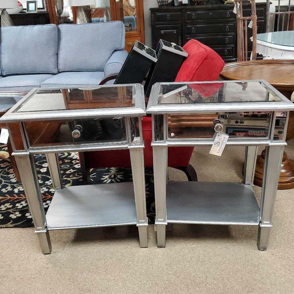 Pair Mirror nightstands