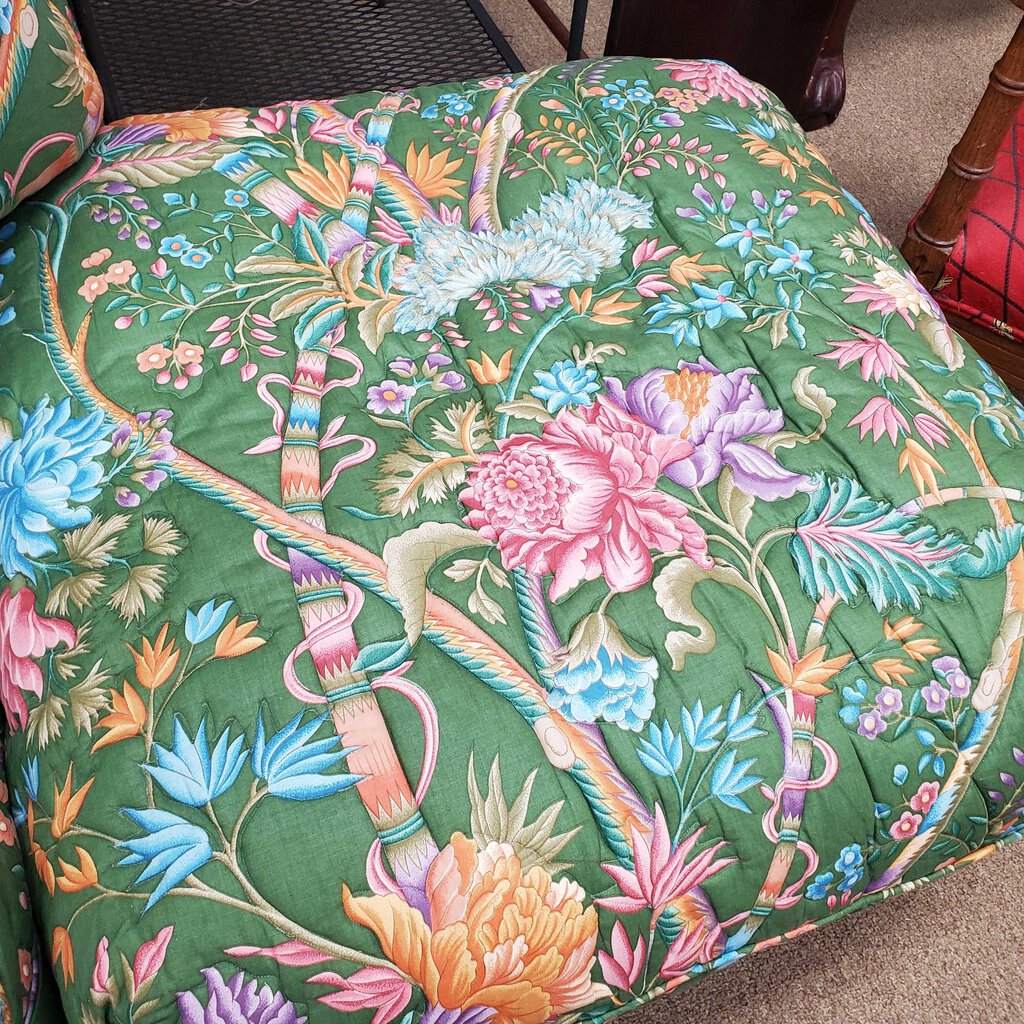 Custom Quilted Floral Ottoman