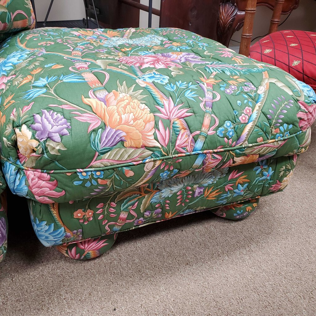 Custom Quilted Floral Ottoman