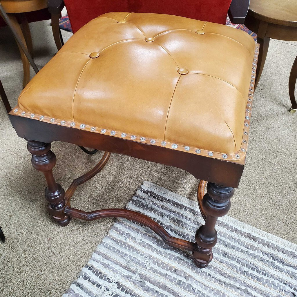 Leather + Wood Stool