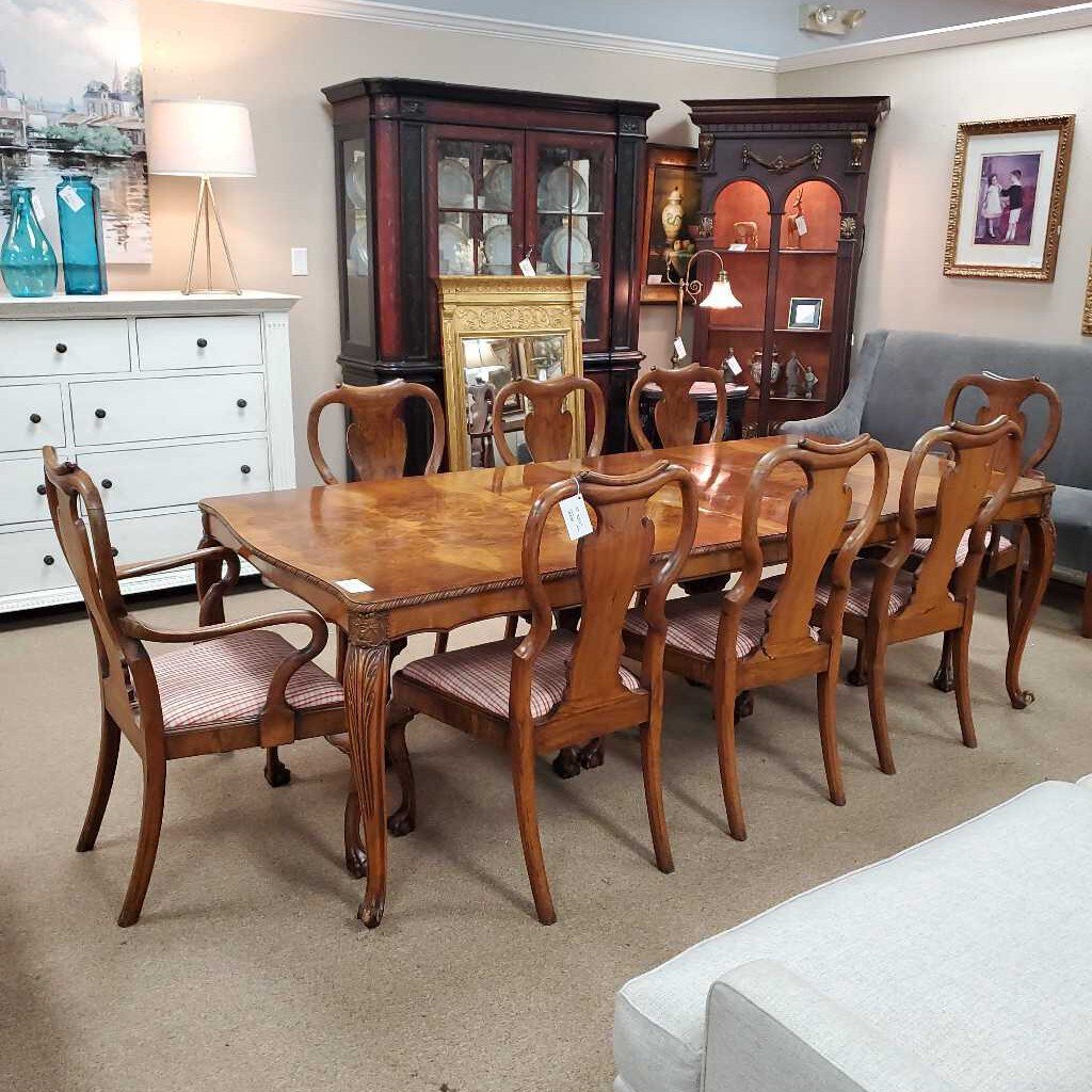 Set/8 Burl Wood Dining Chairs