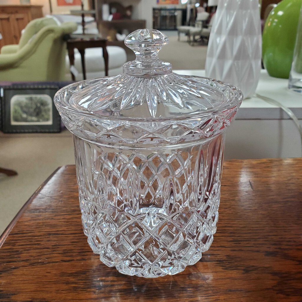 Cut glass candy dish with lid