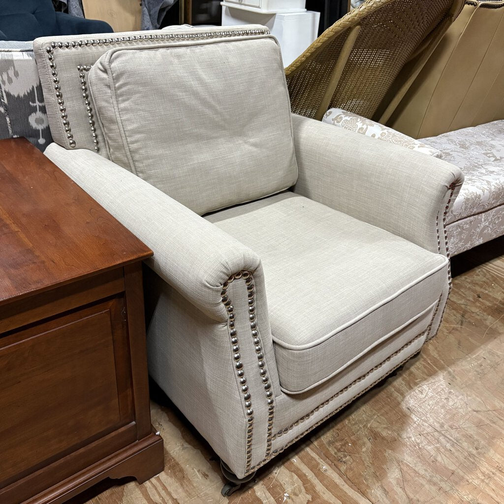 Nailhead Armchair on Casters