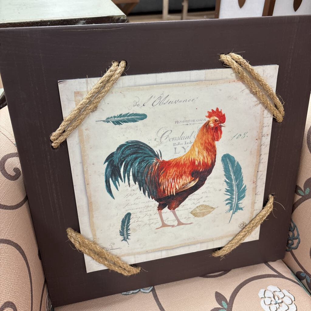 Rooster Print on Wood