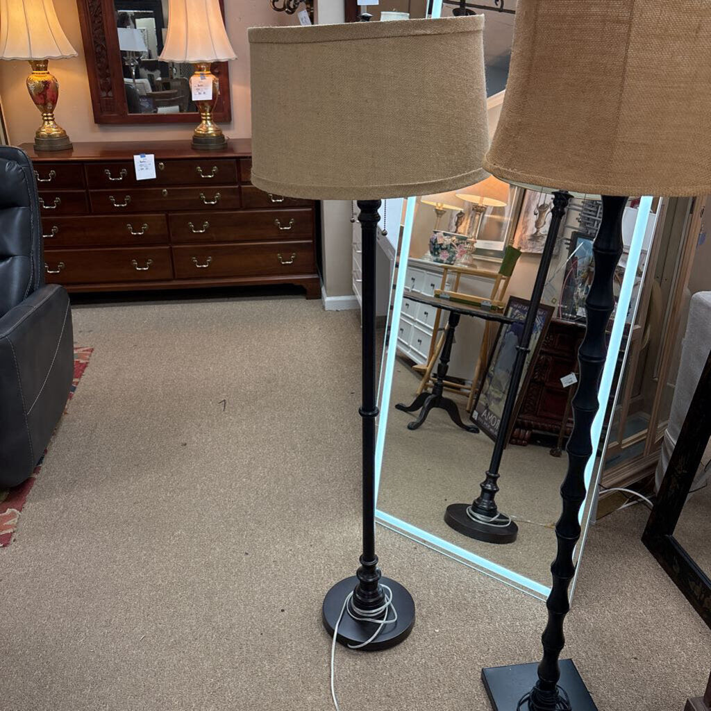 Metal Floor Lamp Burlap Shade