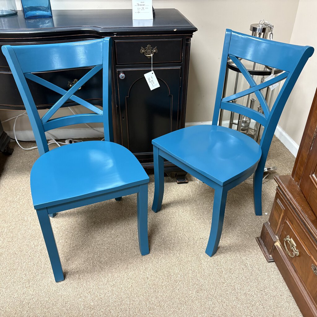 Pair Wood Dining Chairs