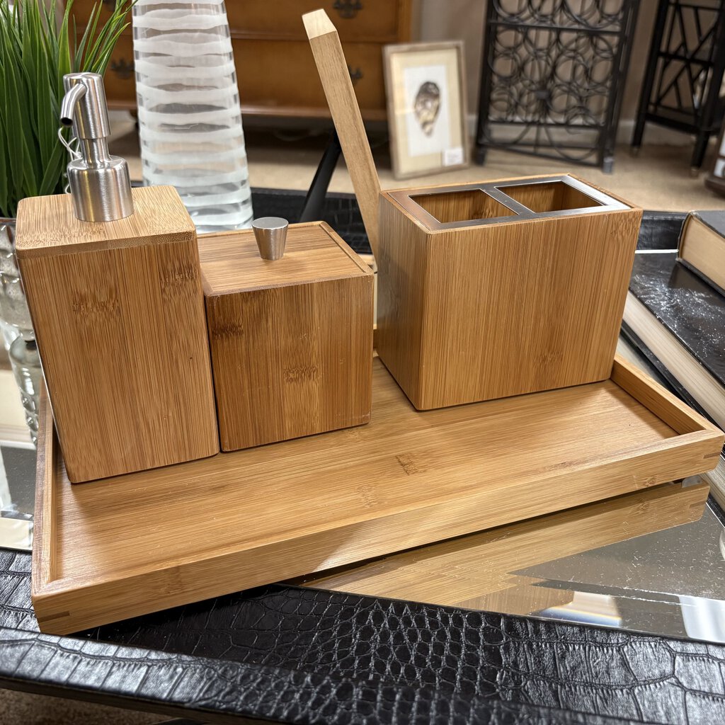 4pc Bamboo Bath Set