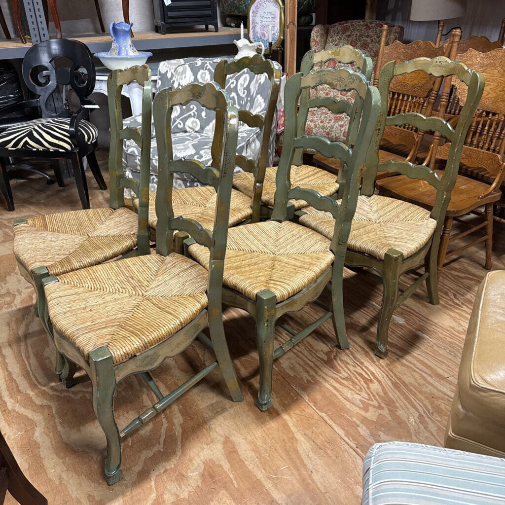 Set/6 Rush Seat Dining Chairs