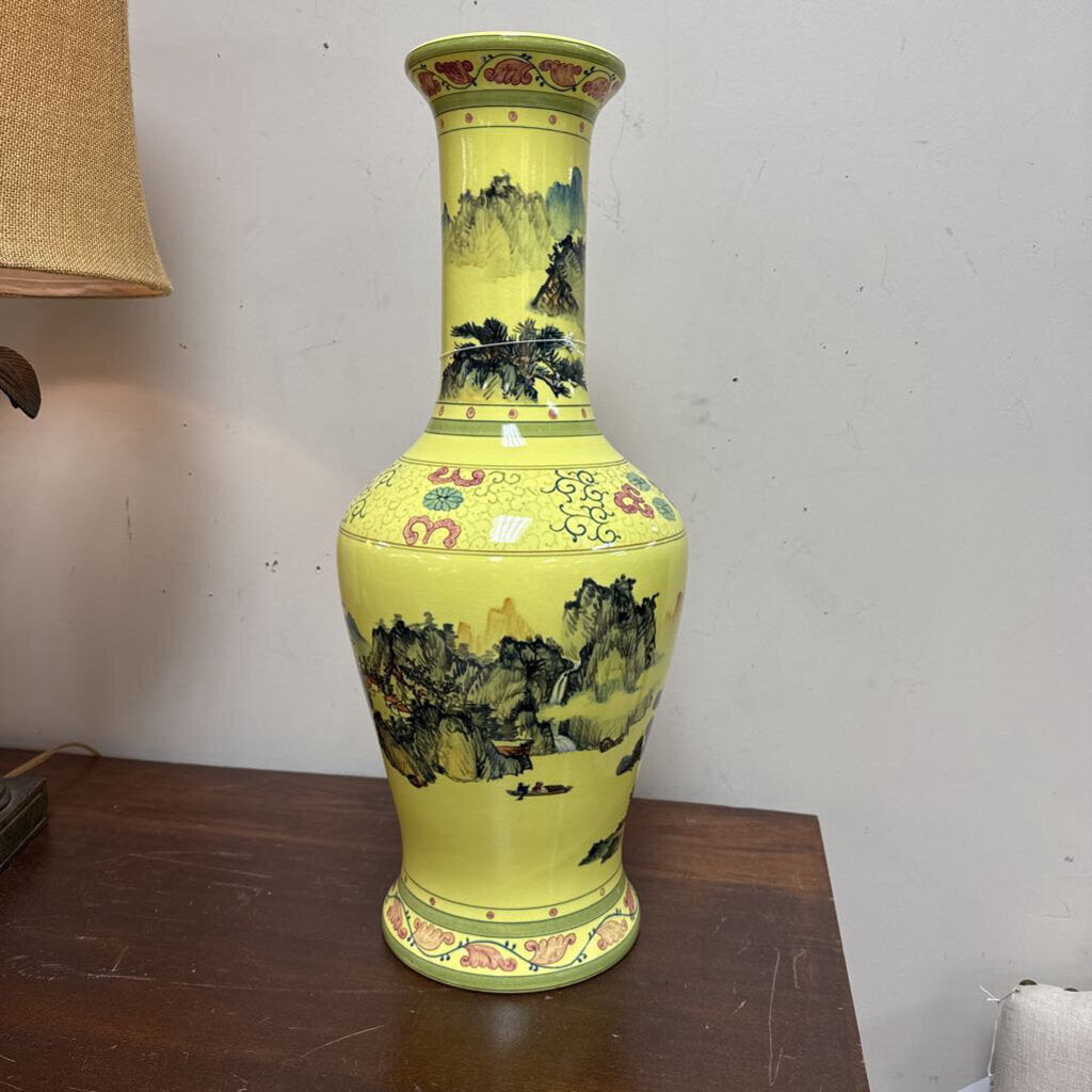 tall yellow asian vase