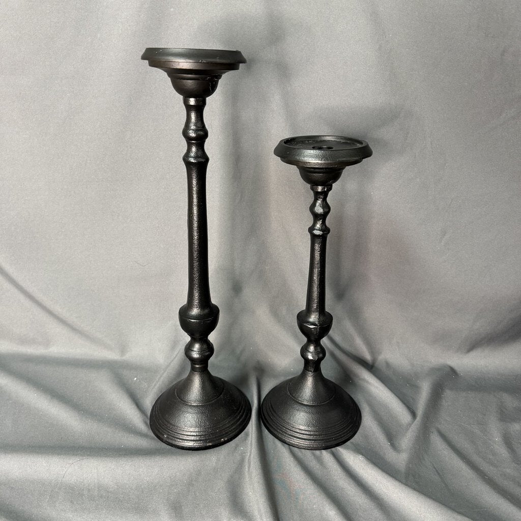 Pair Metal black candleholders