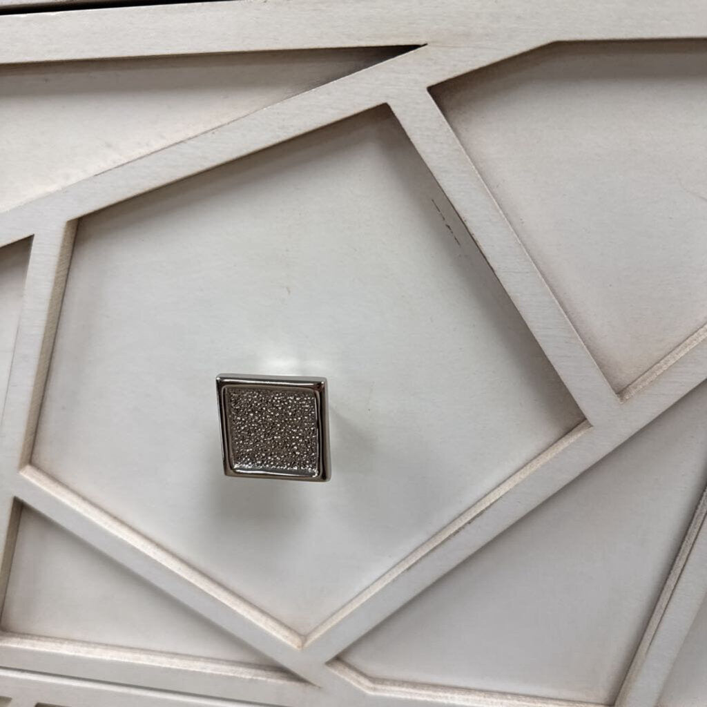 6 drawer white dresser geometric detail