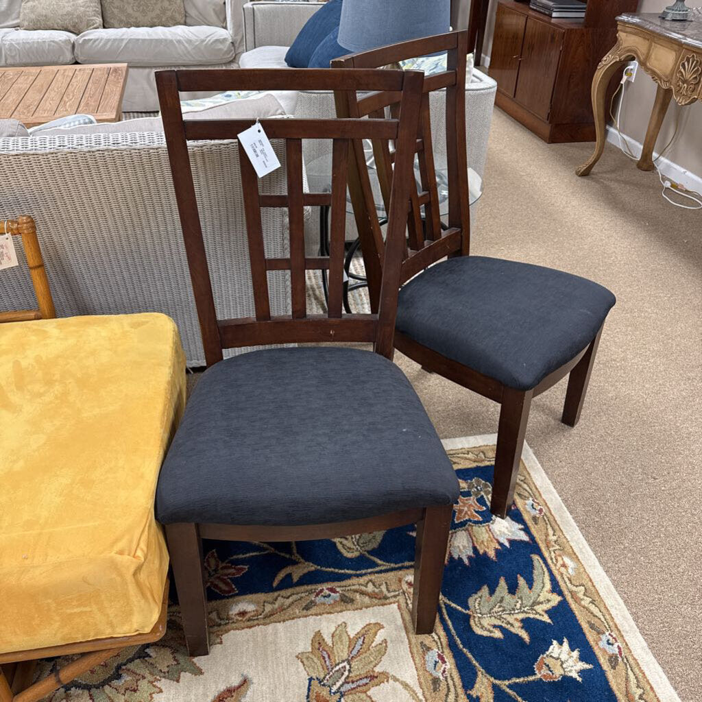 Pair wood / upholstered seat chairs