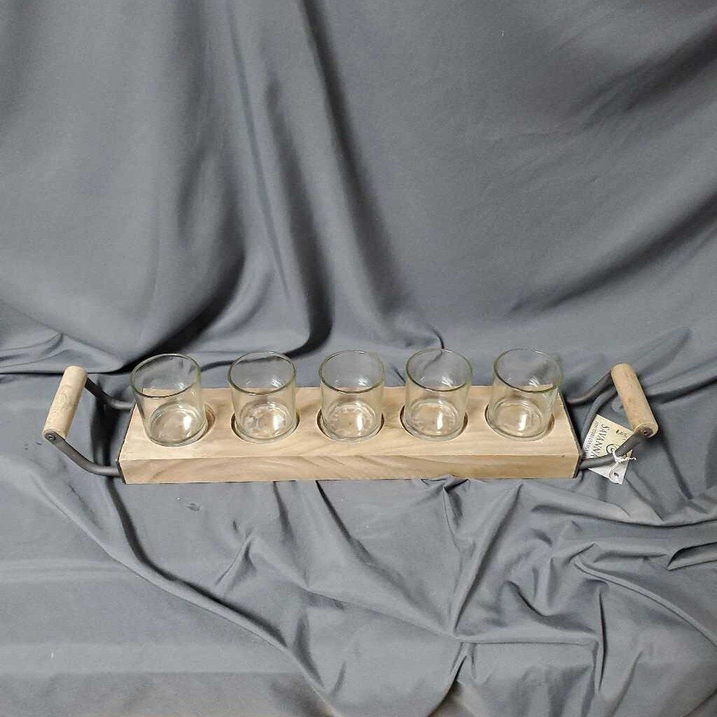 5 Votive Candle Holders/Tray
