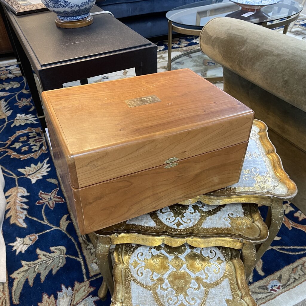 Wooden Storage Box with Hinged Lid