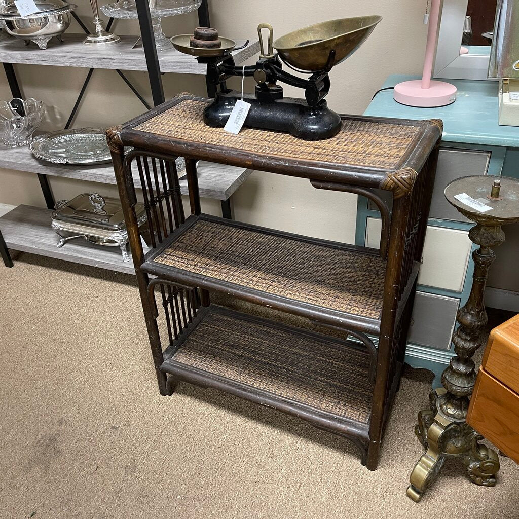 Vintage Rattan Bookshelf Stand
