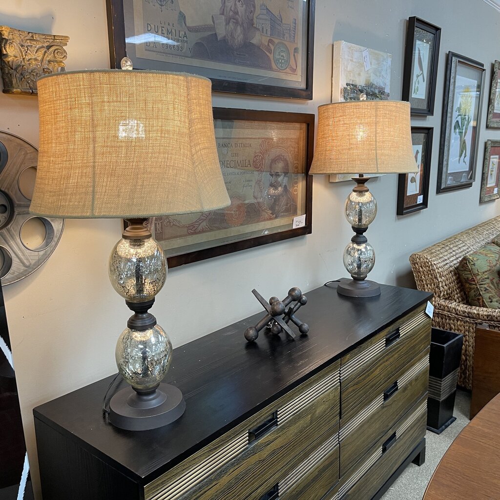 Pair Mercury Glass Lamps